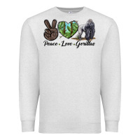 Oatmeal Heather Peace Love Gorillas Premium Sweatshirt - LillyAllenDesigns