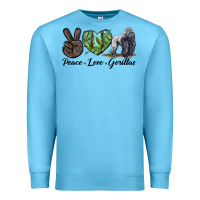 Ocean Blue Peace Love Gorillas Premium Sweatshirt - LillyAllenDesigns