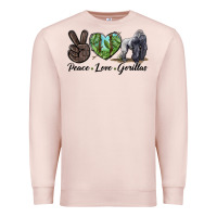 Pale Pink Peace Love Gorillas Premium Sweatshirt - LillyAllenDesigns