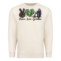 Sandshell Peace Love Gorillas Premium Sweatshirt - LillyAllenDesigns