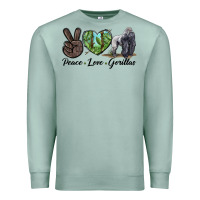 Seafoam Peace Love Gorillas Premium Sweatshirt - LillyAllenDesigns