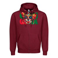 Burgundy chingona sugar skull Zipper Hoodie - BundleAndBundleShop