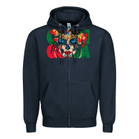 Navy chingona sugar skull Zipper Hoodie - BundleAndBundleShop