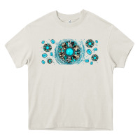 Cream turquoise gemstone sunflower Heavy Core Tee - JahusDesignShop