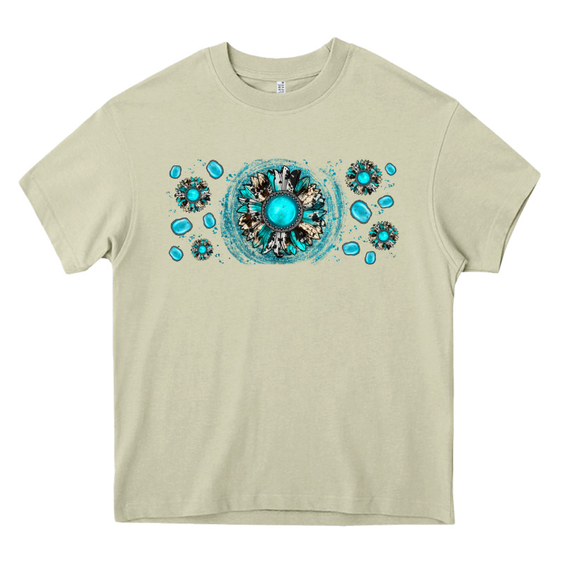 Turquoise Gemstone Sunflower Heavy Core Tee by JahusDesignShop | Teevron