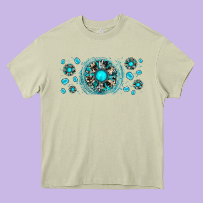 Turquoise Gemstone Sunflower Heavy Core Tee Designed By Jahusdesignshop