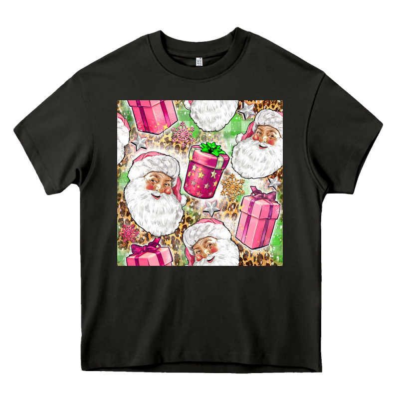 Pink Christmas Santa Claus And Gift Box Heavy Core Tee by NancyCooperArtShop | Teevron