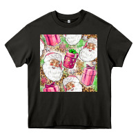 Asphalt Pink Christmas Santa Claus and gift box Heavy Core Tee - NancyCooperArtShop