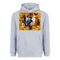 Heather Grey panda halloween Heavyweight Hoodie - LillyAllenDesigns