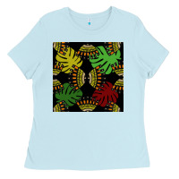 Baby Blue african and leaf seamless pattern Ladies Tee - BundleAndBundleShop