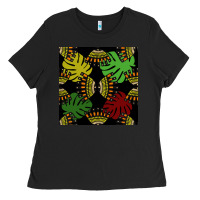 Black african and leaf seamless pattern Ladies Tee - BundleAndBundleShop