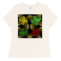 Bone african and leaf seamless pattern Ladies Tee - BundleAndBundleShop