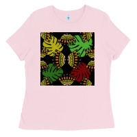 Bubblegum Pink african and leaf seamless pattern Ladies Tee - BundleAndBundleShop