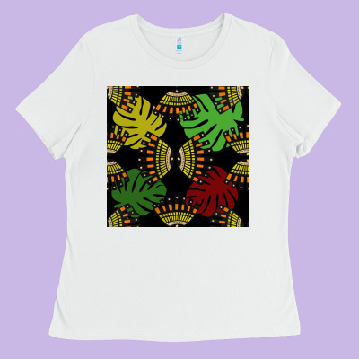 African And Leaf Seamless Pattern Ladies Tee Designed By Bundleandbundleshop