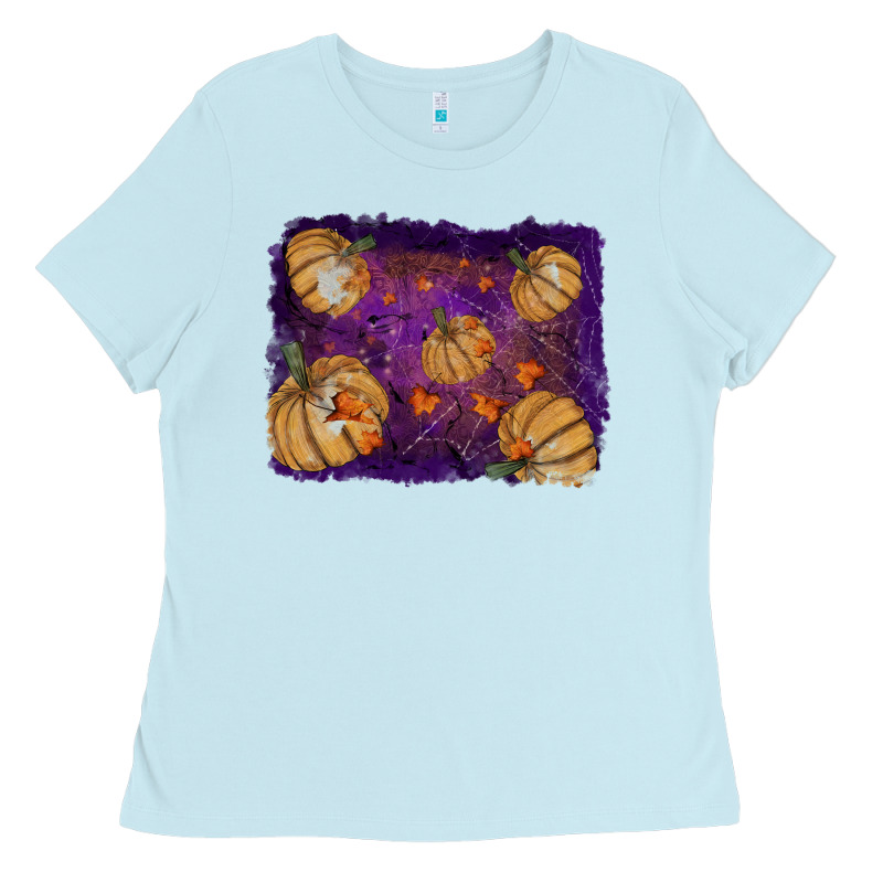 Halloween Leaves Tool Leather Backround Ladies Tee by RanaPortraitStore | Teevron
