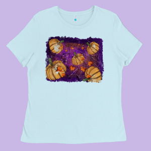 Halloween Leaves Tool Leather Backround Ladies Tee Designed By Ranaportraitstore