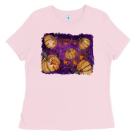Bubblegum Pink halloween leaves tool leather backround Ladies Tee - RanaPortraitStore