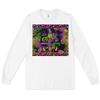 White mardi gras fleur de lis Long Sleeve Tee - CowGirlArtShop