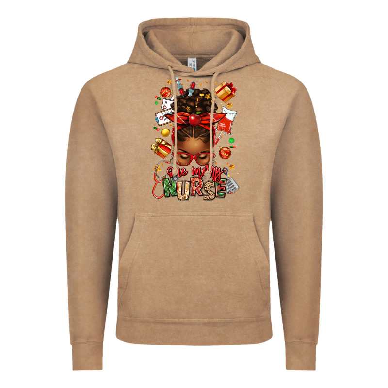 One Merry Nurse Afro Messy Bun Vintage Hoodie by texasbilliewilder | Teevron