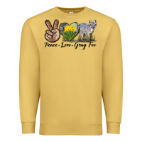Antique Gold Peace Love Gray Fox Premium Sweatshirt - LillyAllenDesigns