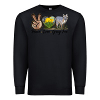 Black Peace Love Gray Fox Premium Sweatshirt - LillyAllenDesigns
