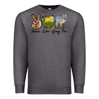Charcoal Heather Peace Love Gray Fox Premium Sweatshirt - LillyAllenDesigns