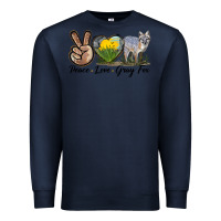 Navy Peace Love Gray Fox Premium Sweatshirt - LillyAllenDesigns