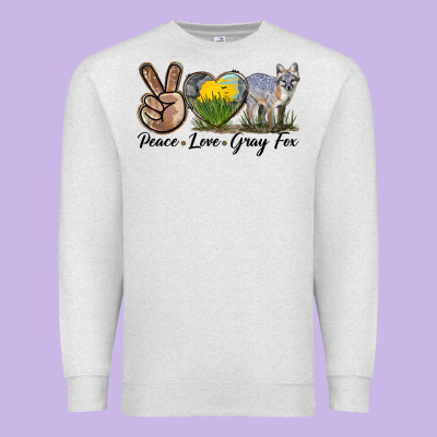 Peace Love Gray Fox Premium Sweatshirt Designed By Lillyallendesigns