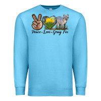 Ocean Blue Peace Love Gray Fox Premium Sweatshirt - LillyAllenDesigns