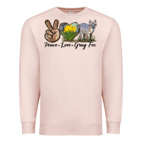 Pale Pink Peace Love Gray Fox Premium Sweatshirt - LillyAllenDesigns