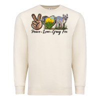 Sandshell Peace Love Gray Fox Premium Sweatshirt - LillyAllenDesigns