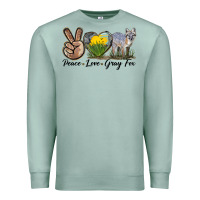 Seafoam Peace Love Gray Fox Premium Sweatshirt - LillyAllenDesigns