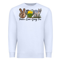 White Peace Love Gray Fox Premium Sweatshirt - LillyAllenDesigns