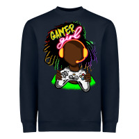 Navy black gamer girl Heavyweight Sweatshirt - FaDigitalArtStudio