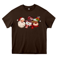 Chocolate Brown santa snowman reindeer Heavy Core Tee - MaliasSmallBusiness