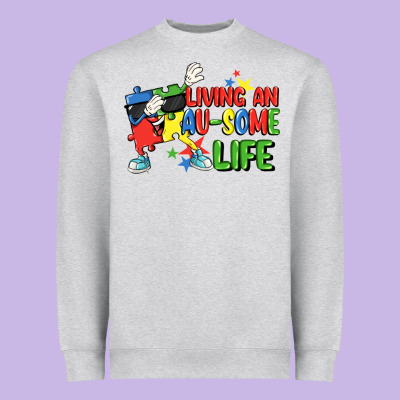 Living An Au-some Life Autism Awareness Day Heavyweight Sweatshirt Designed By Fadigitalartstudio