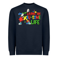 Navy Living an au-some life Autism Awareness Day Heavyweight Sweatshirt - FaDigitalArtStudio