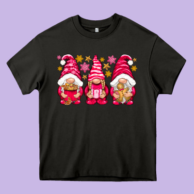Pink Christmas Gnomes Heavy Core Tee Designed By Nancycooperartshop
