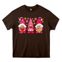 Chocolate Brown Pink Christmas gnomes Heavy Core Tee - NancyCooperArtShop