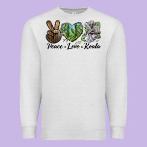 Peace Love Koala Premium Sweatshirt Designed By Lillyallendesigns