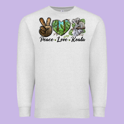 Peace Love Koala Premium Sweatshirt Designed By Lillyallendesigns