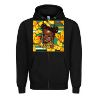 Black juneteenth afro girl seamless pattern Zipper Hoodie - BundleAndBundleShop