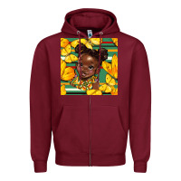 Burgundy juneteenth afro girl seamless pattern Zipper Hoodie - BundleAndBundleShop