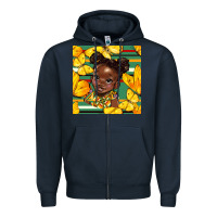 Navy juneteenth afro girl seamless pattern Zipper Hoodie - BundleAndBundleShop