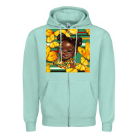 Seafoam juneteenth afro girl seamless pattern Zipper Hoodie - BundleAndBundleShop