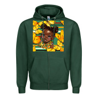 Sports Green juneteenth afro girl seamless pattern Zipper Hoodie - BundleAndBundleShop