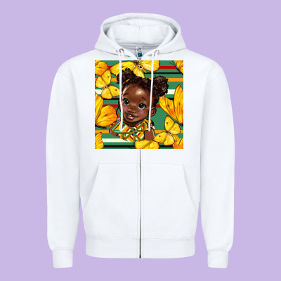 Juneteenth Afro Girl Seamless Pattern Zipper Hoodie Designed By Bundleandbundleshop