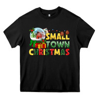 Black Small town Christmas Heavy Core Tee - NancyCooperArtShop