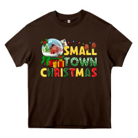 Chocolate Brown Small town Christmas Heavy Core Tee - NancyCooperArtShop