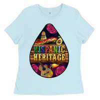 Baby Blue teardrop Hispanic Heritage Ladies Tee - BundleAndBundleShop